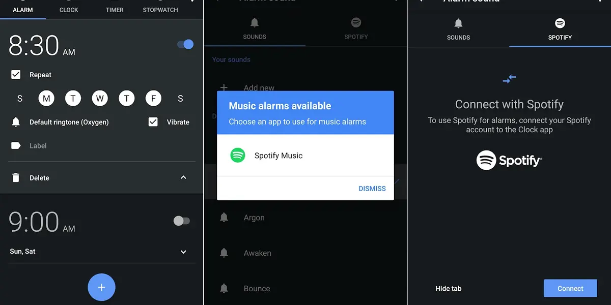 además también puede elegir una canción del catálogo de Spotify como despertador.