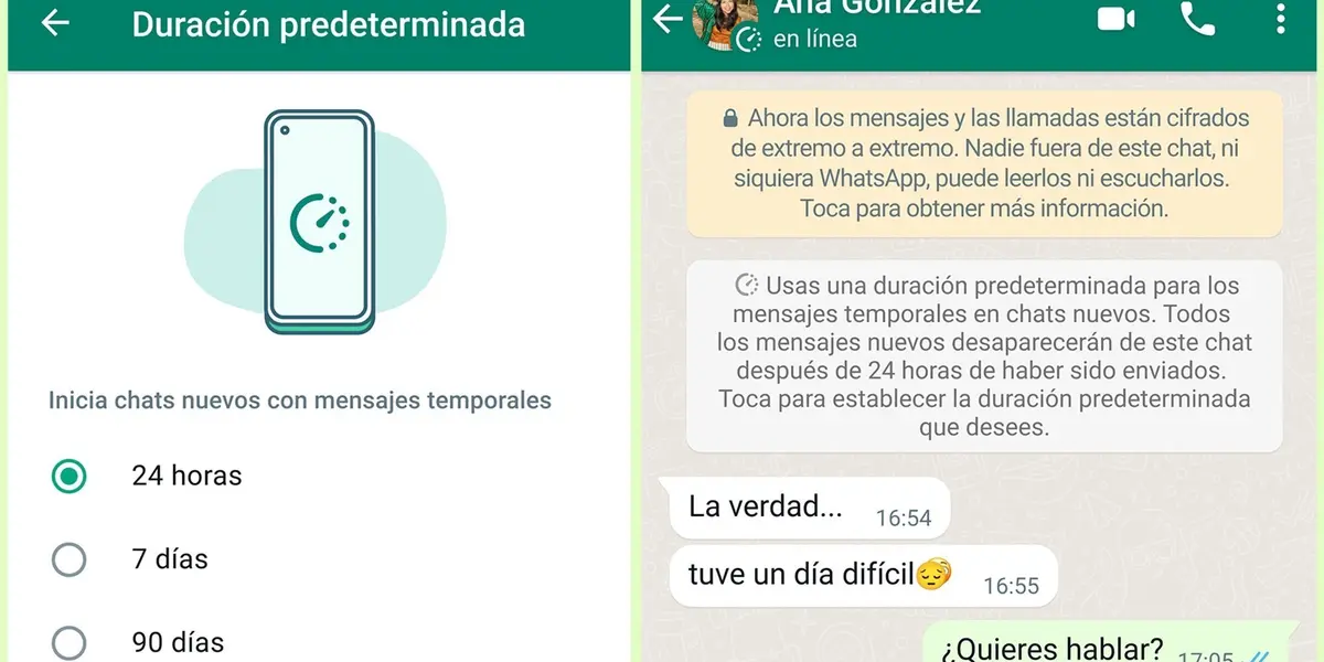 De acuerdo a la plataforma cuando activas la función, puedes establecer que los mensajes desaparezcan 24 horas, 7 días o 90 días después de haber sido enviados.