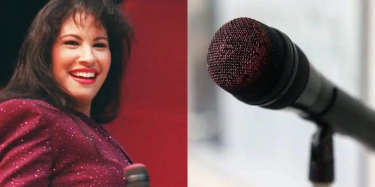 El micrófono ha permanecido marcado por 27 años con el labial que la artista utilizó en su último concierto