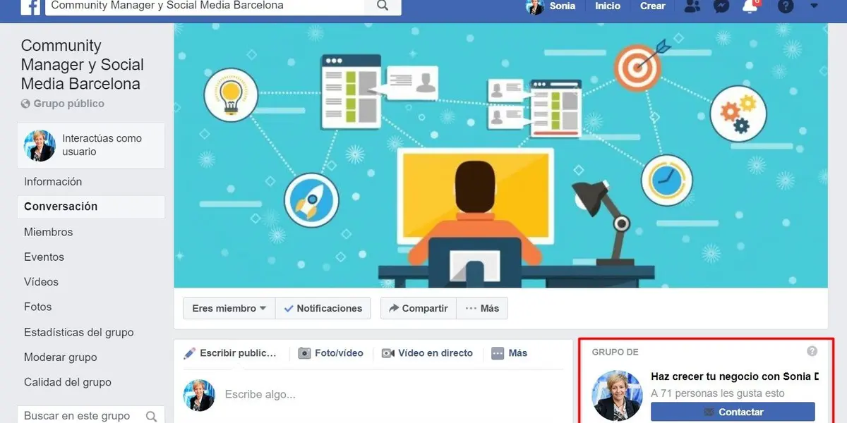 En cuanto a la organización de los grupos, se están agregando unas barras laterales para que se pueda acceder a estos de una manera más rápida y sencilla.