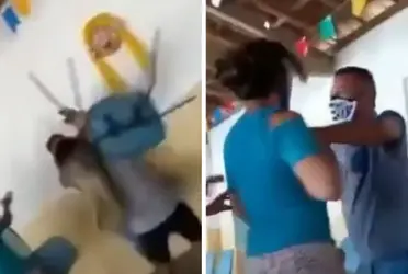 En un centro de vacunación se vivió una verdadera escena que incluyó gritos, escándalos y hasta sillas volando.