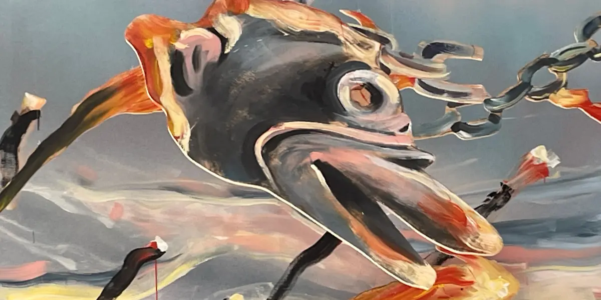 La muestra también se inspira en la pintura de Jorge González Camarena La erupción del Xitle (1948) vemos a una comunidad de un pueblo originario dejando atrás el volcán fundacional en plena erupción, saliendo del cuadro. Como suele ocurrir, a la destrucción le sigue la creación. La creación de un nuevo espacio.