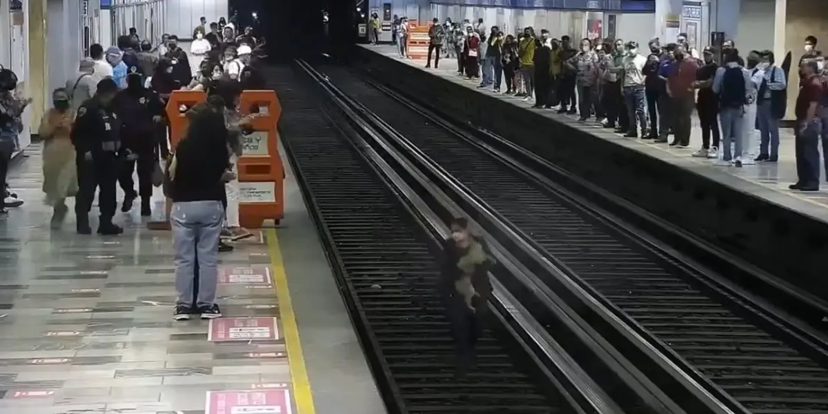 Momentos de tensión se vivieron en la estación Cuitláhuac de la Línea 2 del Metro capitalino, luego de que un perrito fue rescatado tras caer a las vías.