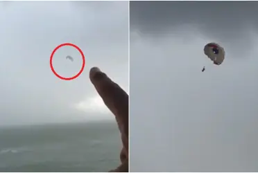 Turista casi pierde la vida al cortarse la cuerda que sujetaba su 'parachute'. El video quedó registrado y se viralizó.
